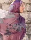 Berry purple and contrast gray floral / Modal