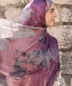 Berry purple and contrast gray floral