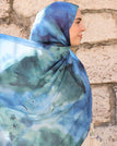 Teal, ocean blue floral / Modal