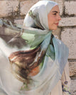 Sage green, olive and shades of gray floral / Modal