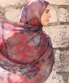 Deep rose, indigo floral